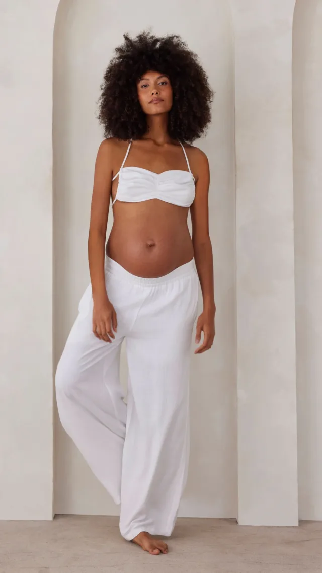 Ruched Linen Crop Top