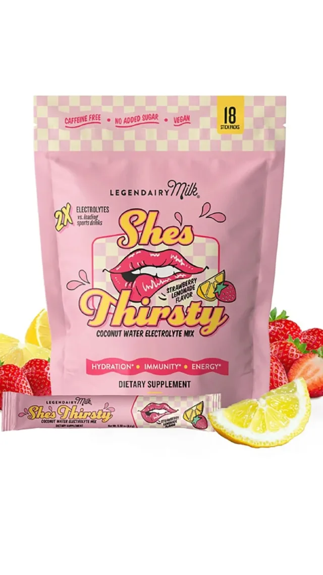 She’S Thirsty® Coconut Water Electrolyte Mix - Strawberry Lemonade By Legendairy Milk