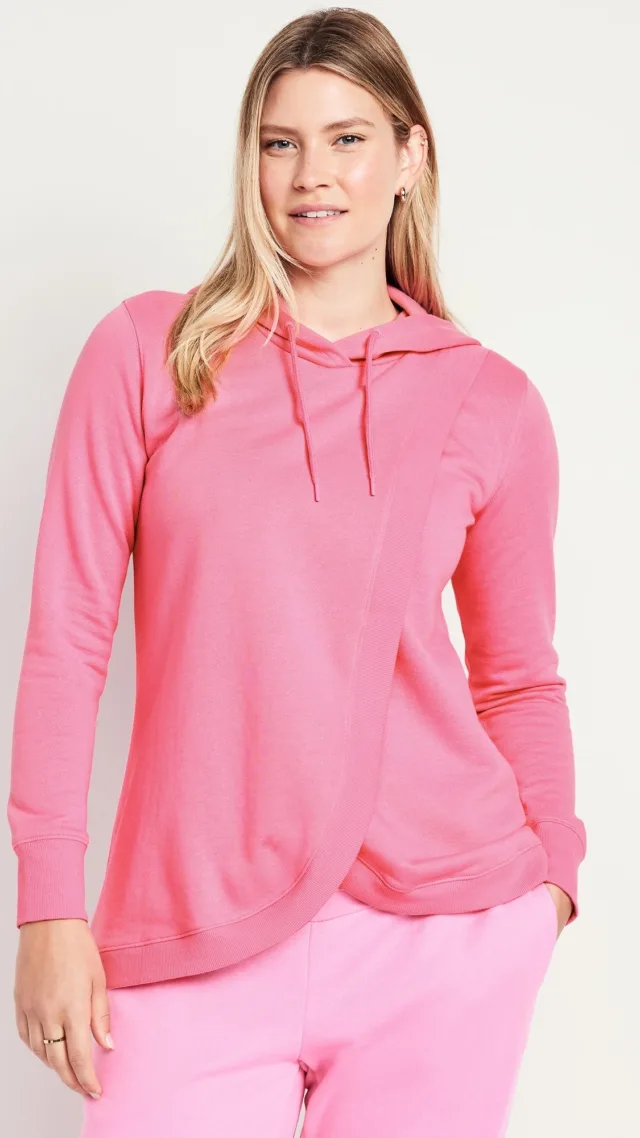 Maternity Cross-Front Nursing Pullover Hoodie