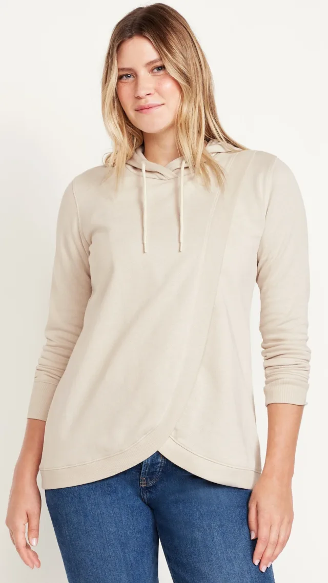 Maternity Cross-Front Nursing Pullover Hoodie