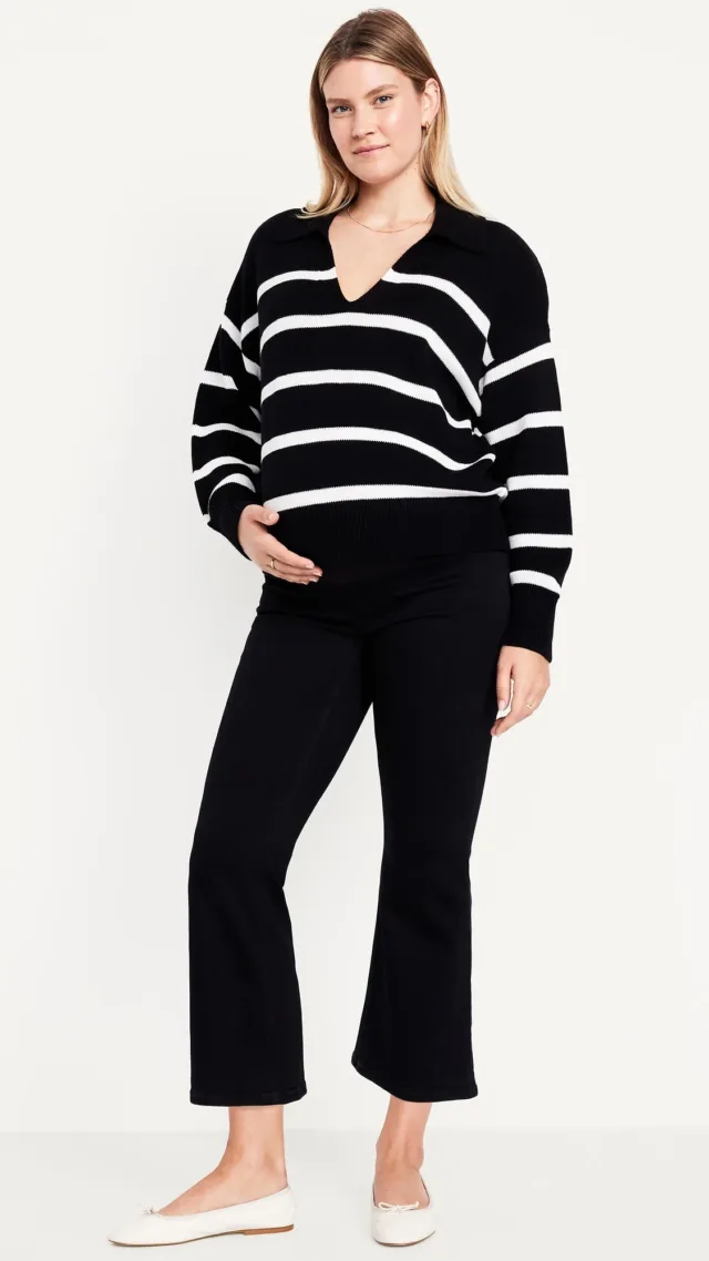 Maternity Front Low-Panel Crop Flare Jeans