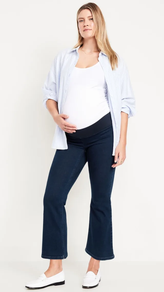 Maternity Front Low-Panel Crop Flare Jeans