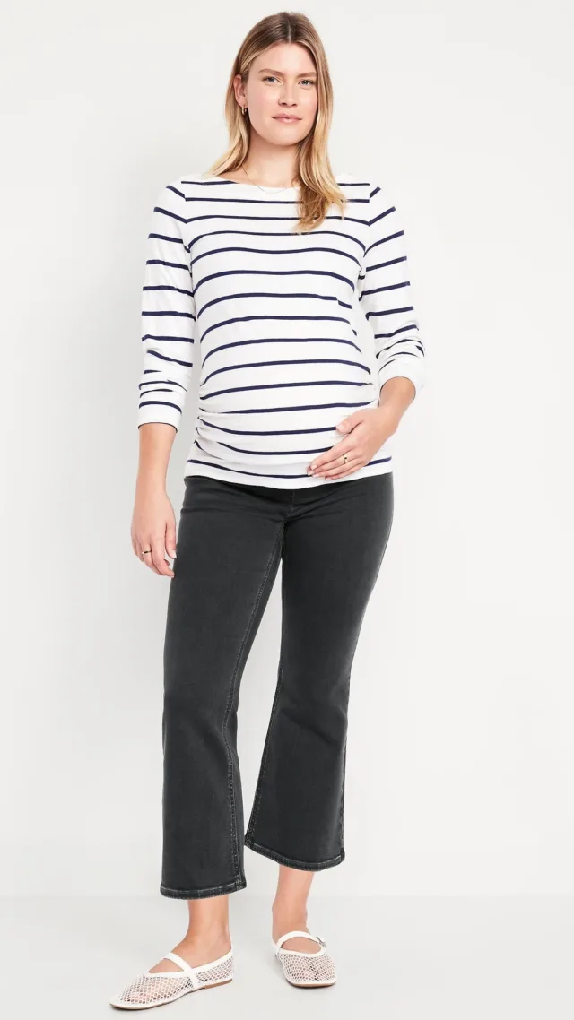 Maternity Front Low-Panel Crop Flare Jeans