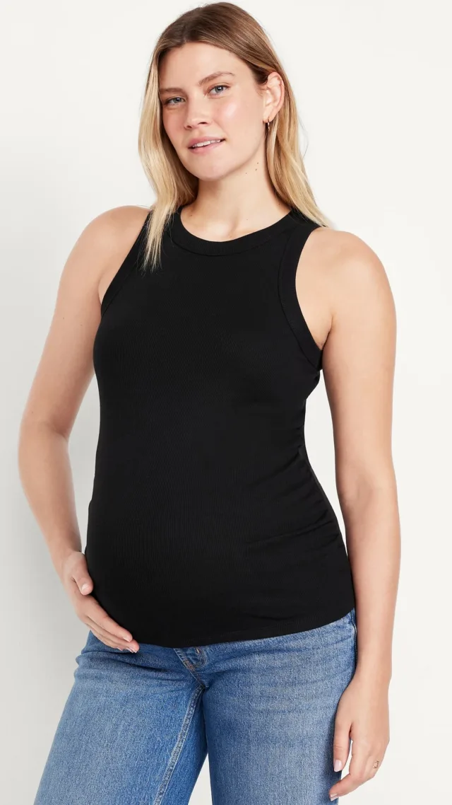 Maternity High-Neck Ribbed Tank Top