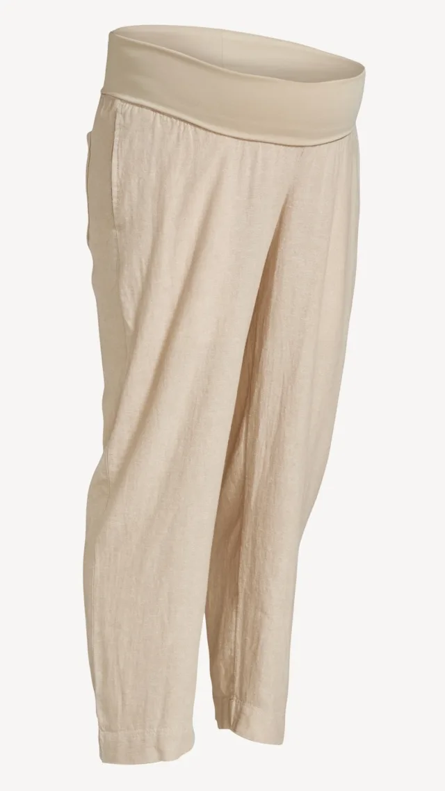 Maternity Rollover Waist Linen Pant