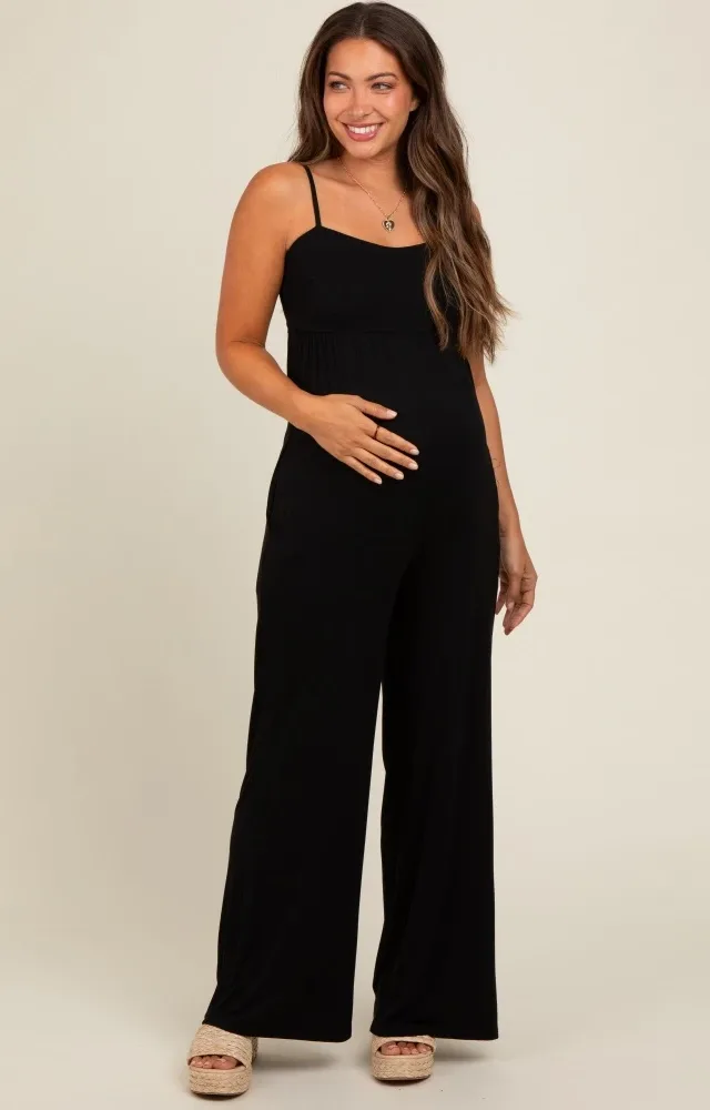 Black Wide Leg Maternity Jumpsuit