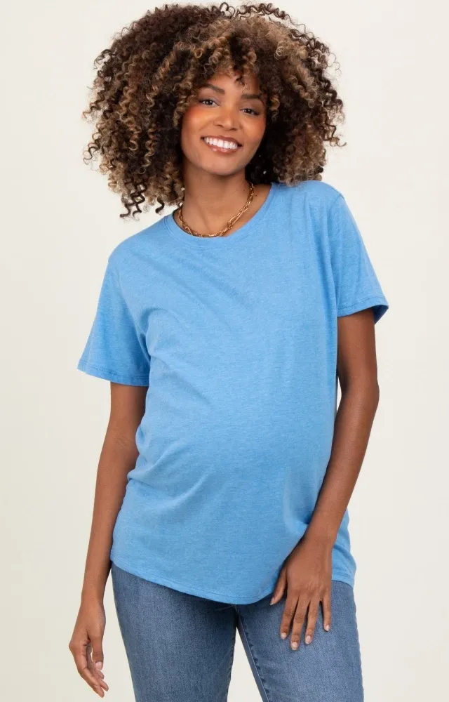 Blue Basic Maternity Tee