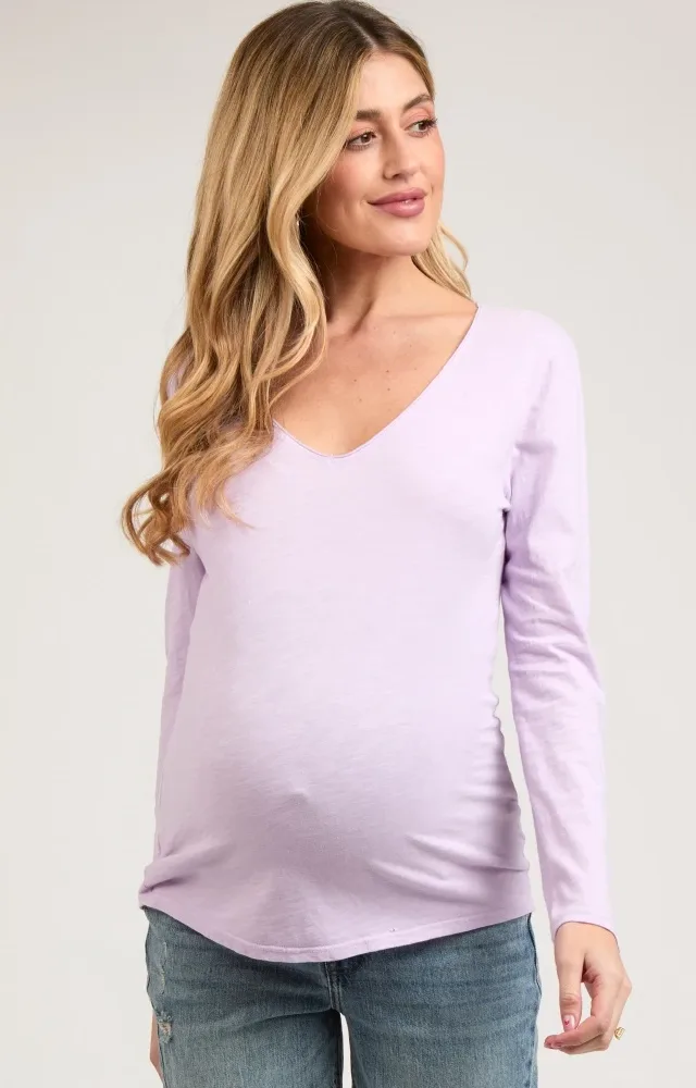 Lavender Long Sleeve Maternity Shirt