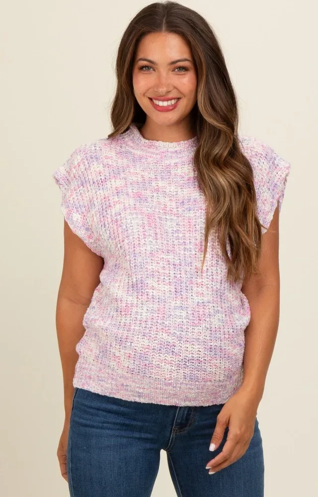 Lavender Multicolor Maternity Sweater Vest