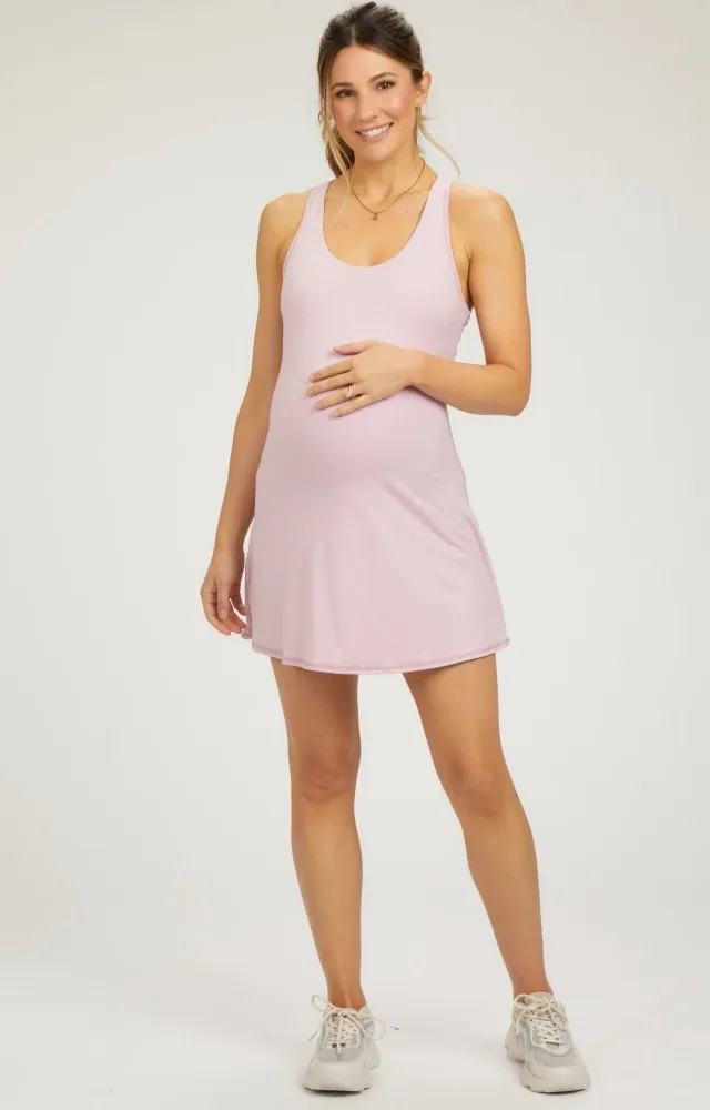 Lavender Tennis Racerback Maternity Romper Dress