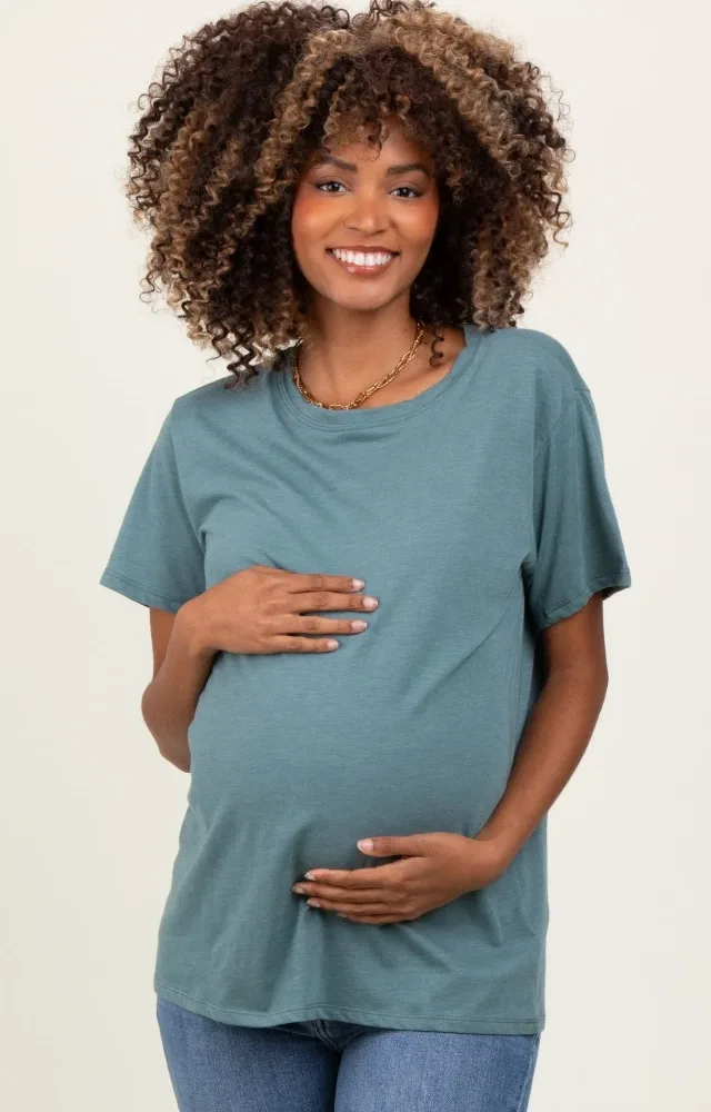 Light Olive Basic Maternity Tee