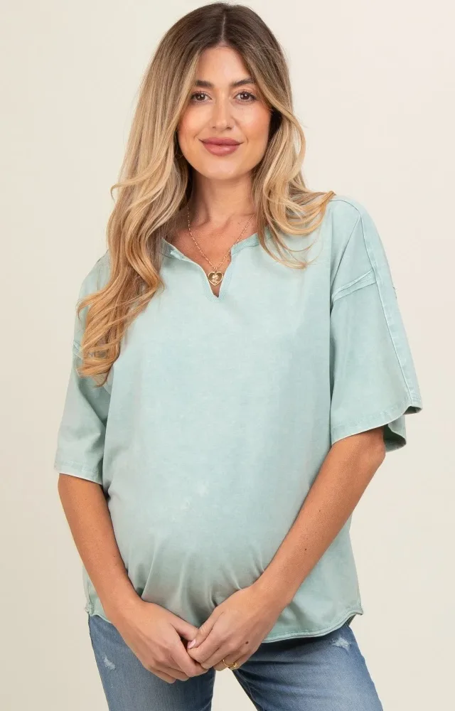 Mint Washed Cotton Jersey Oversized Maternity Top