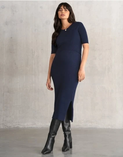 Amaya | Super-Soft Rib Knit Maternity & Nursing Bodycon Dress