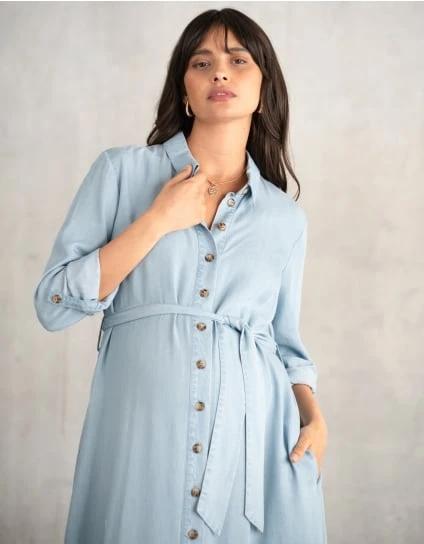 Damira | Tencel™ Denim-Look Maternity Shirt Dress