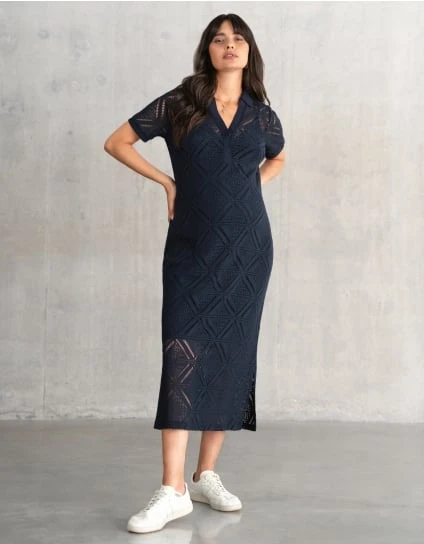 Eula | Crochet Knitted Maternity & Nursing Midi Dress