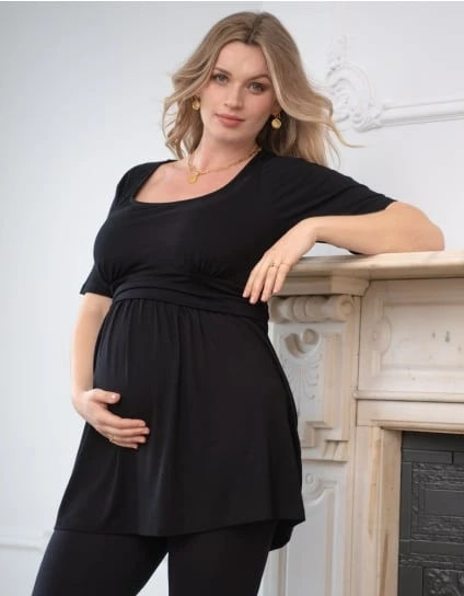 Hani | Curve Black Jersey Maternity & Nursing Tunic