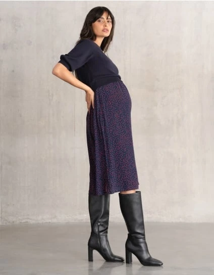 Katiana | Knit Maternity And Nursing Top With Woven Skirt