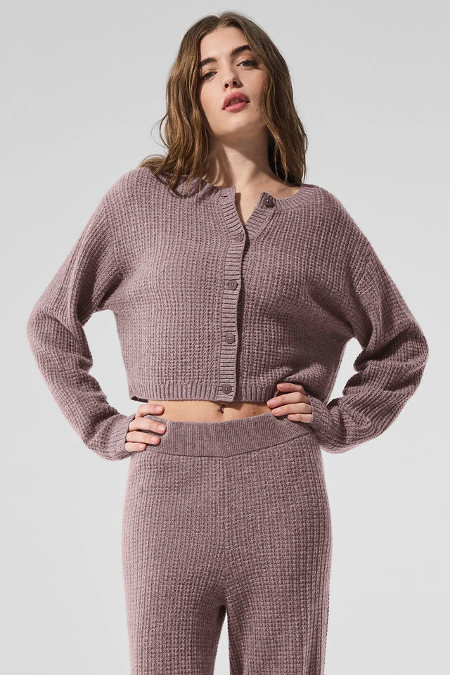 Cashmere Plush Waffle Cardigan