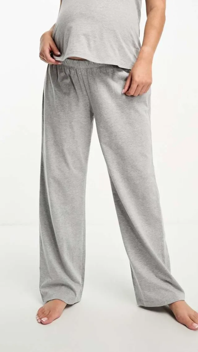 Asos Design Maternity Mix & Match Cotton Pajama Pants In Gray Heather