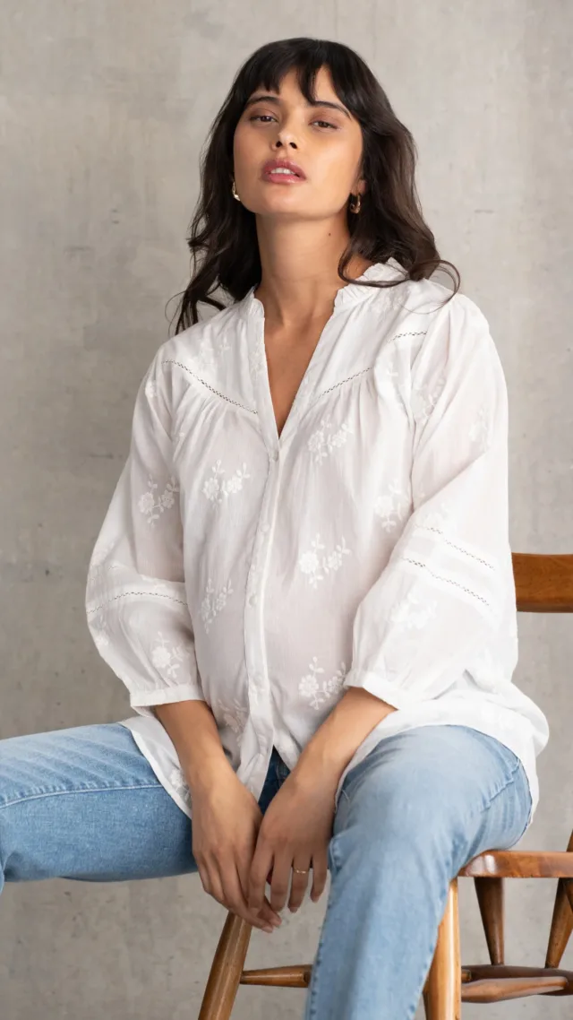 Ally | Cotton Broderie Maternity Blouse