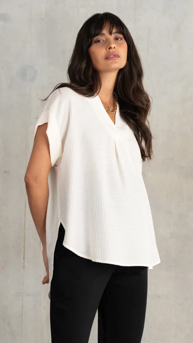 Florrie | Cap Sleeve Textured Maternity Blouse