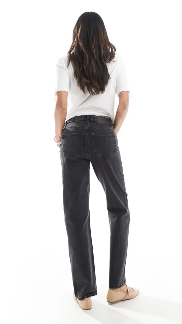 Asos Design Maternity Comfort Stretch Straight Jeans In Washed Black