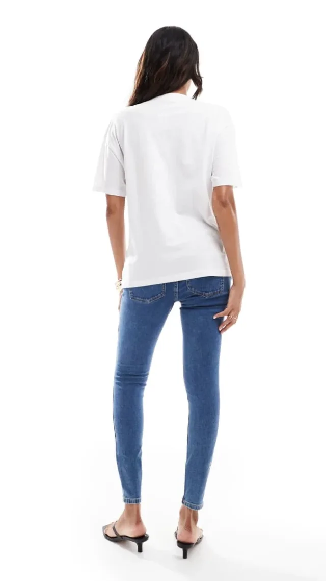 Asos Design Maternity Ultimate Skinny Jeans In Mid Blue