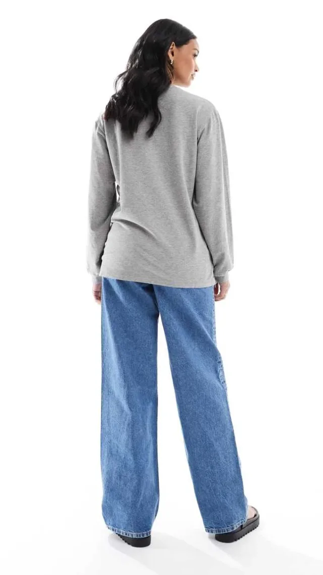 Asos Design Maternity Wide Leg Dad Jeans In Clean Blue