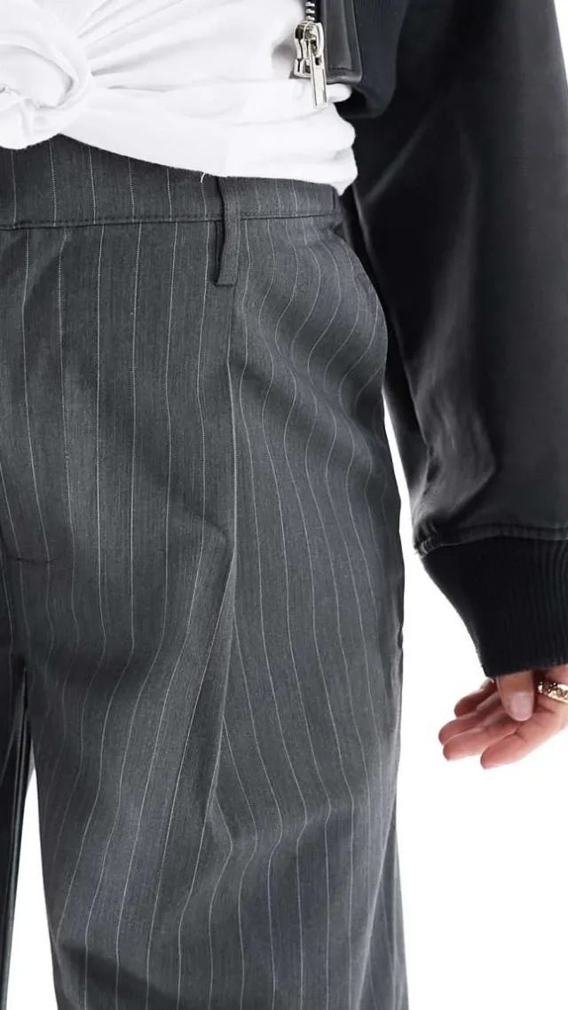 Cotton On Maternity Relaxed Suit Pants In Gray Pinstripe