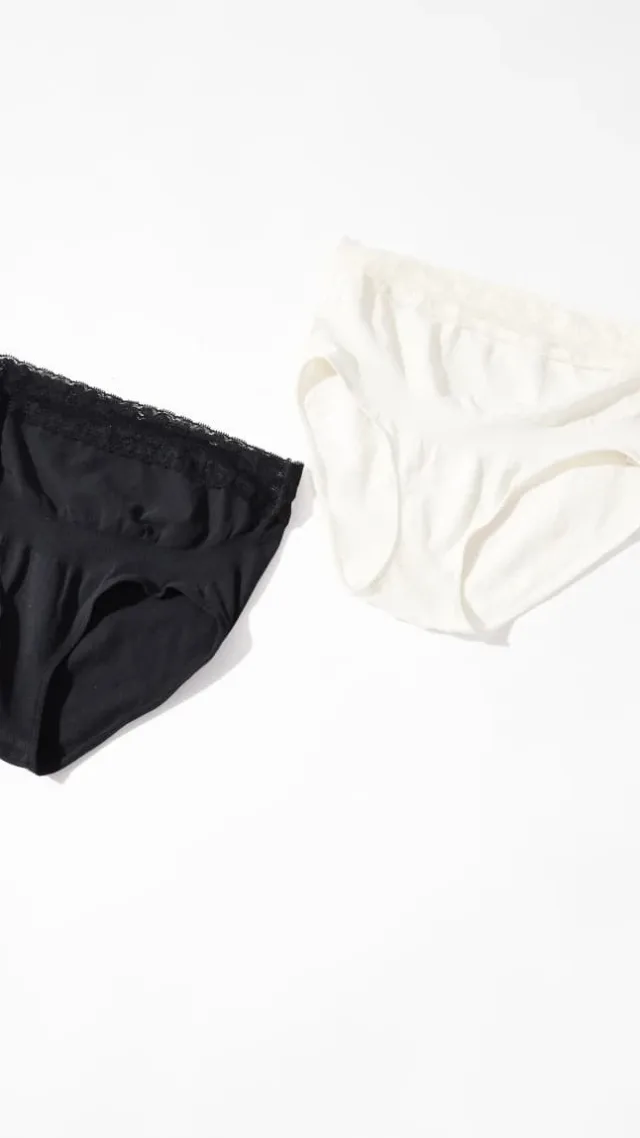Mamalicious Maternity 2 Pack Lace Trim Waist Control Briefs In Black