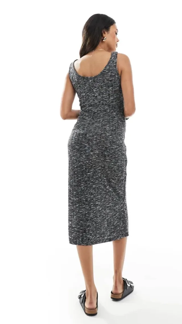 Mamalicious Maternity Ribbed Knit Tank Dress In Gray Melange