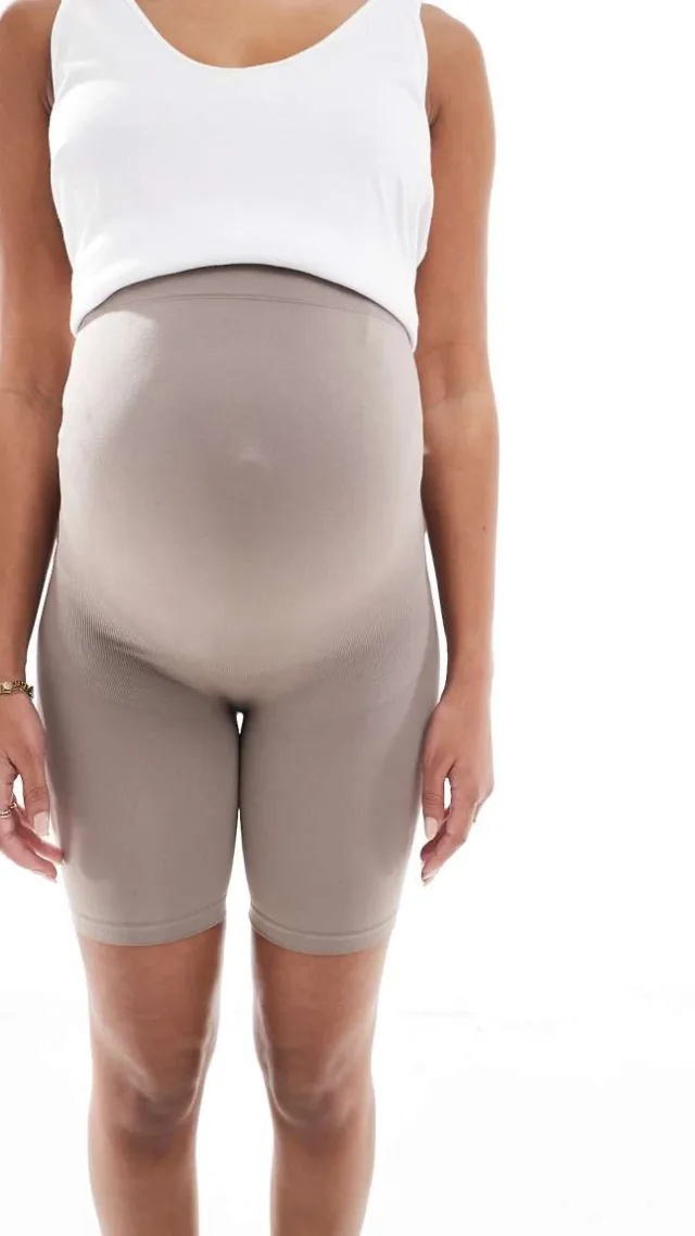 Mamalicious Maternity Seamless Shorts In Taupe