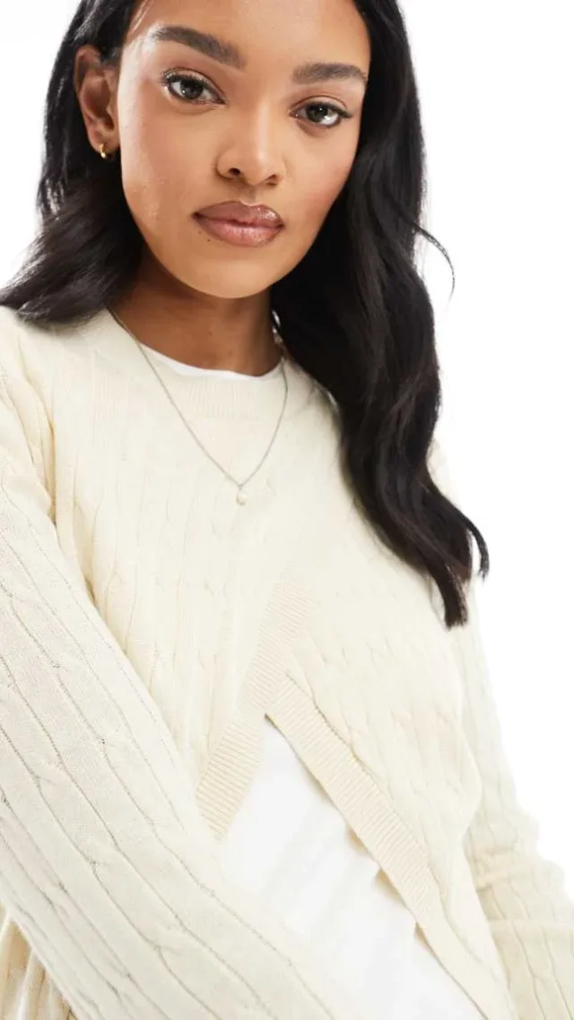 Mamalicious Maternity Wrap Front Sweater In Cream Melange - Part Of A Set