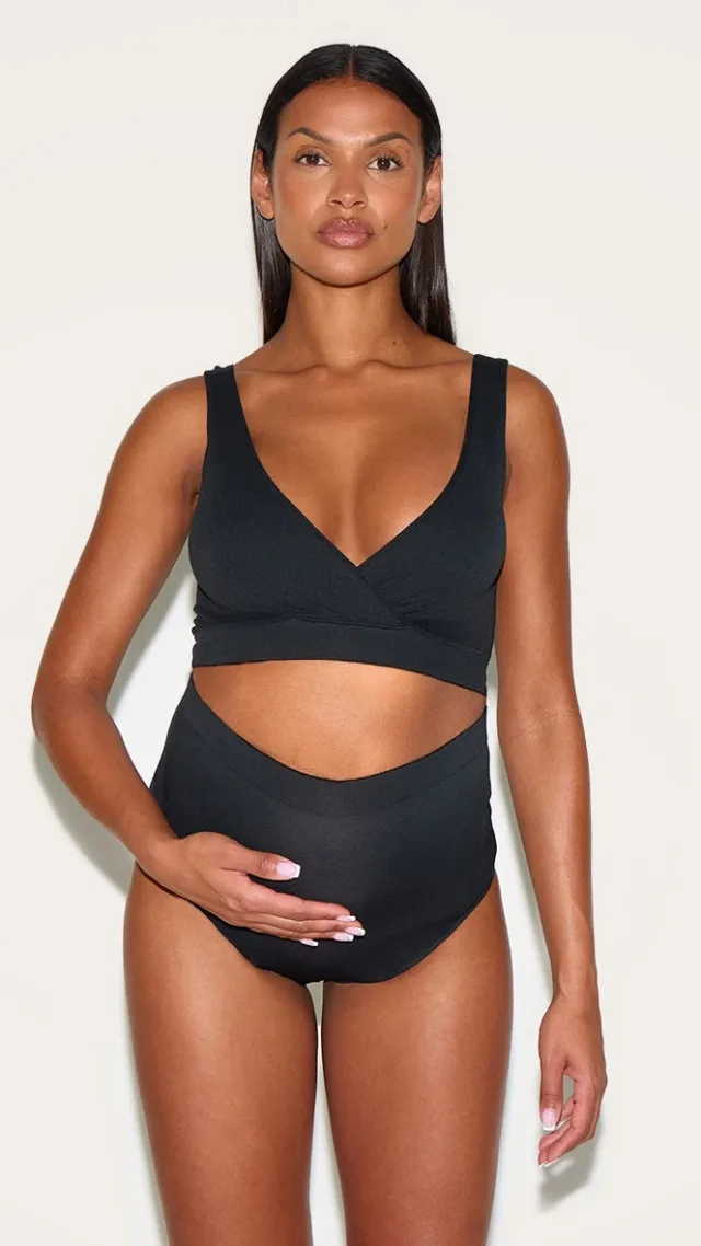 Maternity Black Wrap Over Nursing Bra
