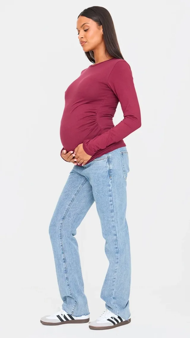 Maternity Light Blue Wash Long Leg Straight Jeans