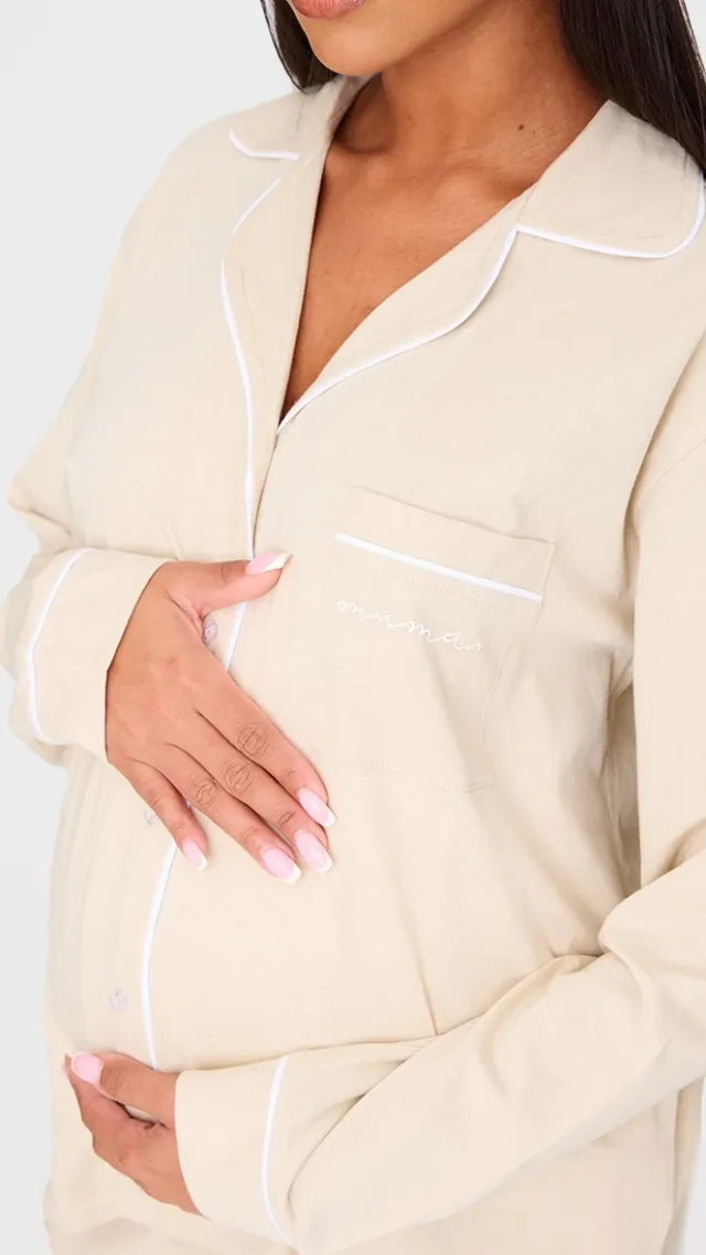 Maternity Sand Mama Long Sleeve Pj Top