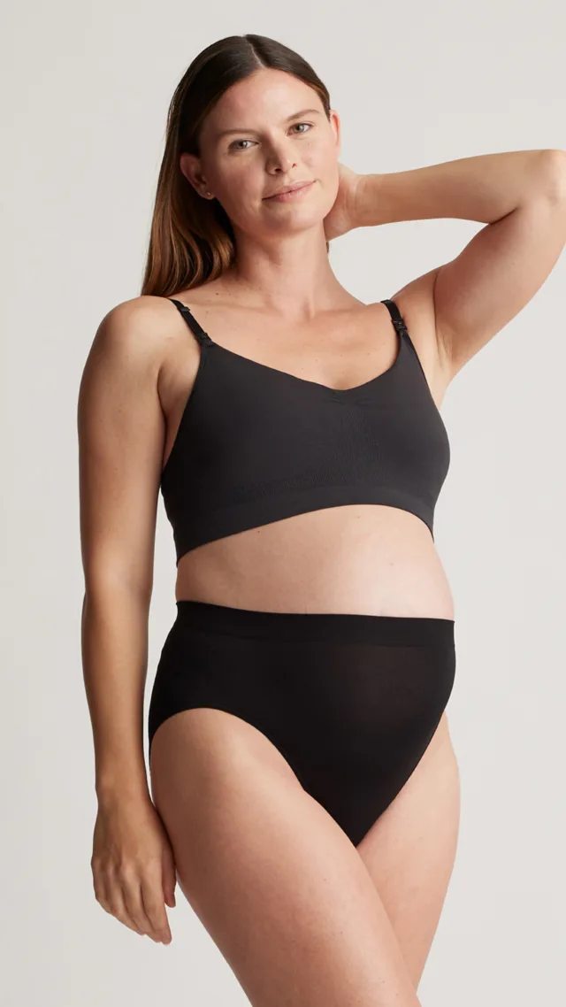 Black Comfort Rib Maternity Nursing & Pumping Bralette (2-Pack)