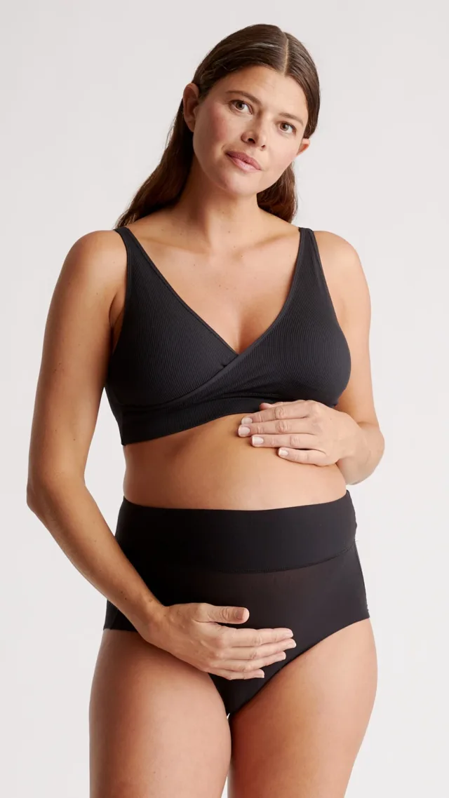 Black Seamless Crossover Nursing & Lounge Bra (2-Pack)