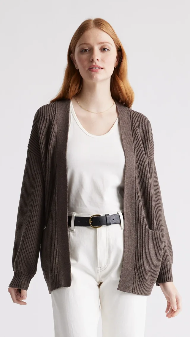 Heather Brown 100% Organic Cotton Oversized Cardigan