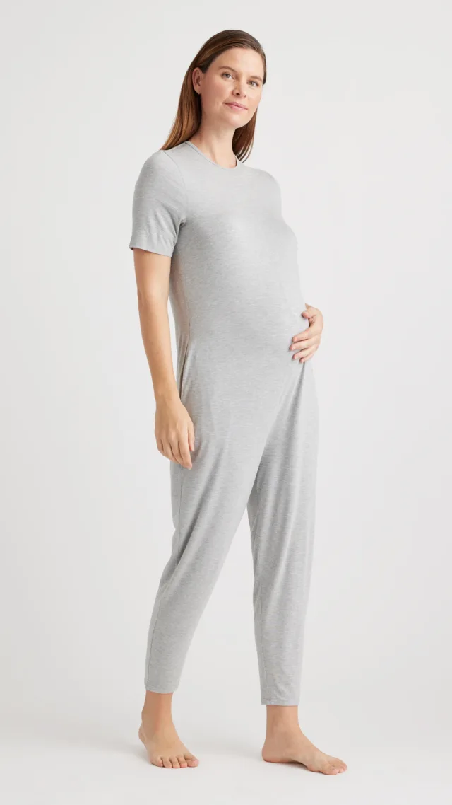 Heather Grey Bamboo Jersey Maternity Everyday Jumpsuit