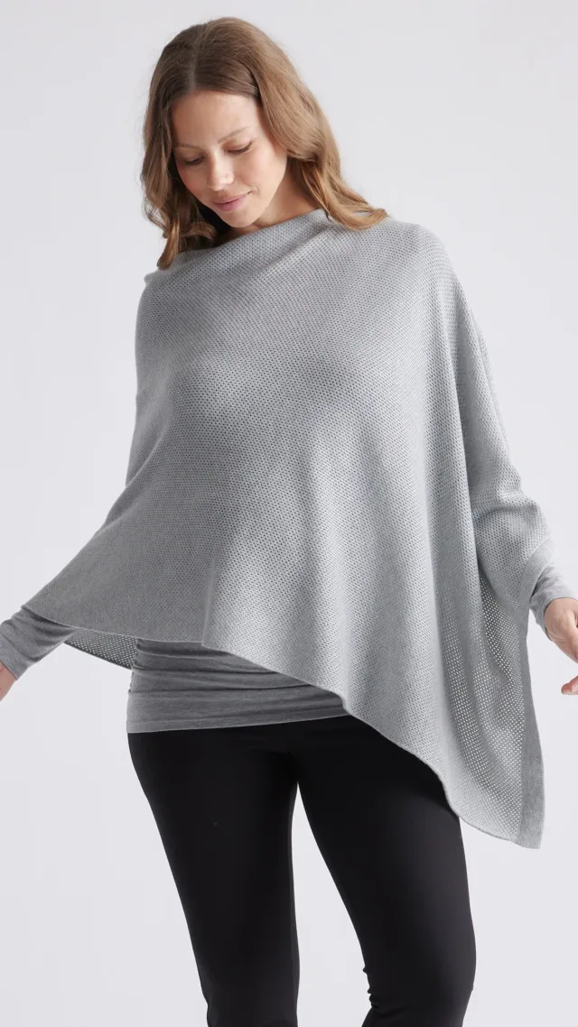 Heather Grey Lightweight Cotton Cashmere Nursing Shawl
