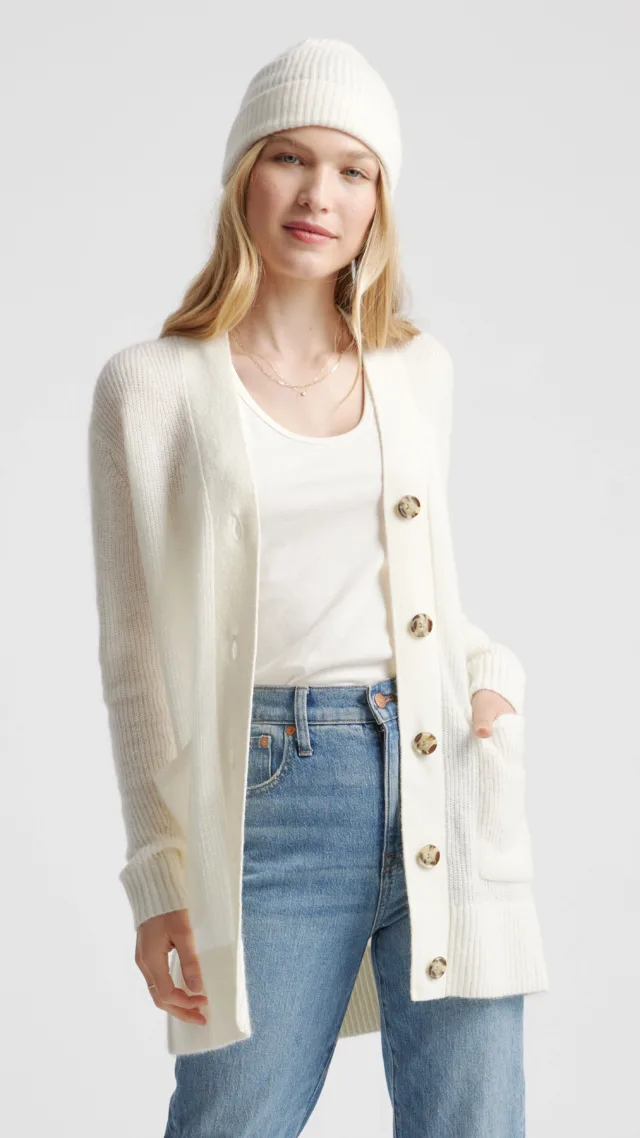 Ivory Baby Alpaca-Wool Oversized Cardigan