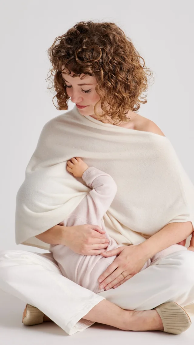 Ivory Mongolian Cashmere Nursing Shawl