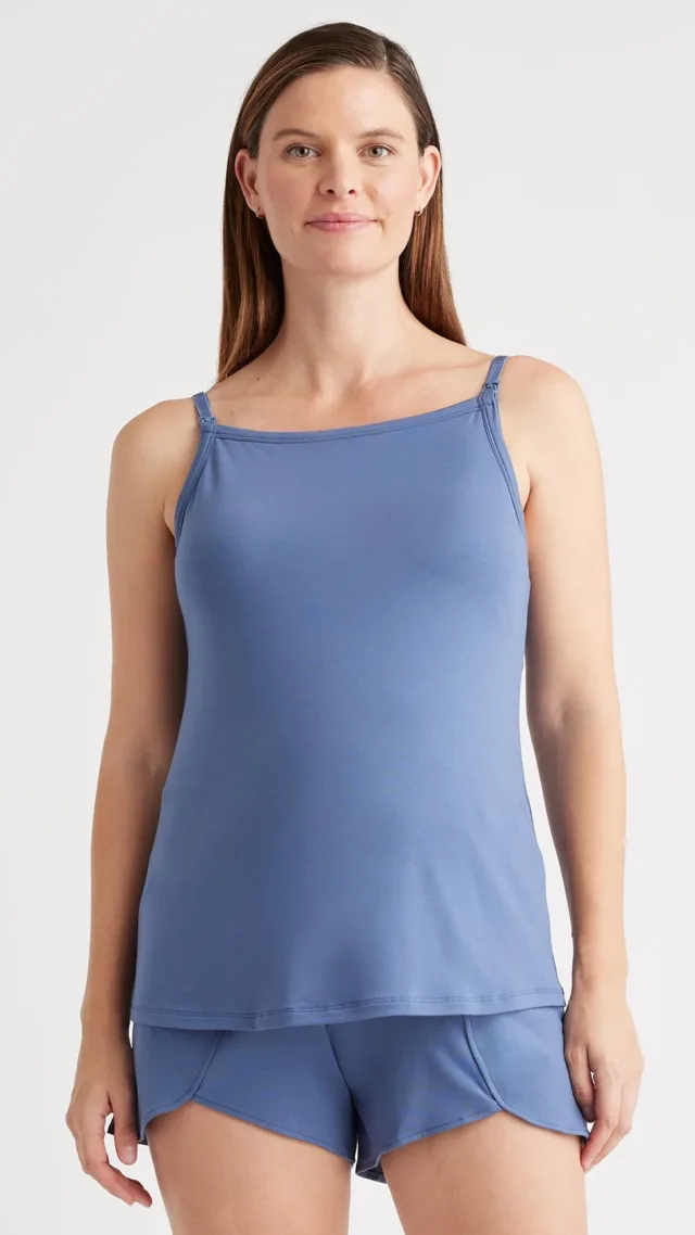Slate Blue Tencel Jersey Maternity & Nursing Tank (2-Pack)