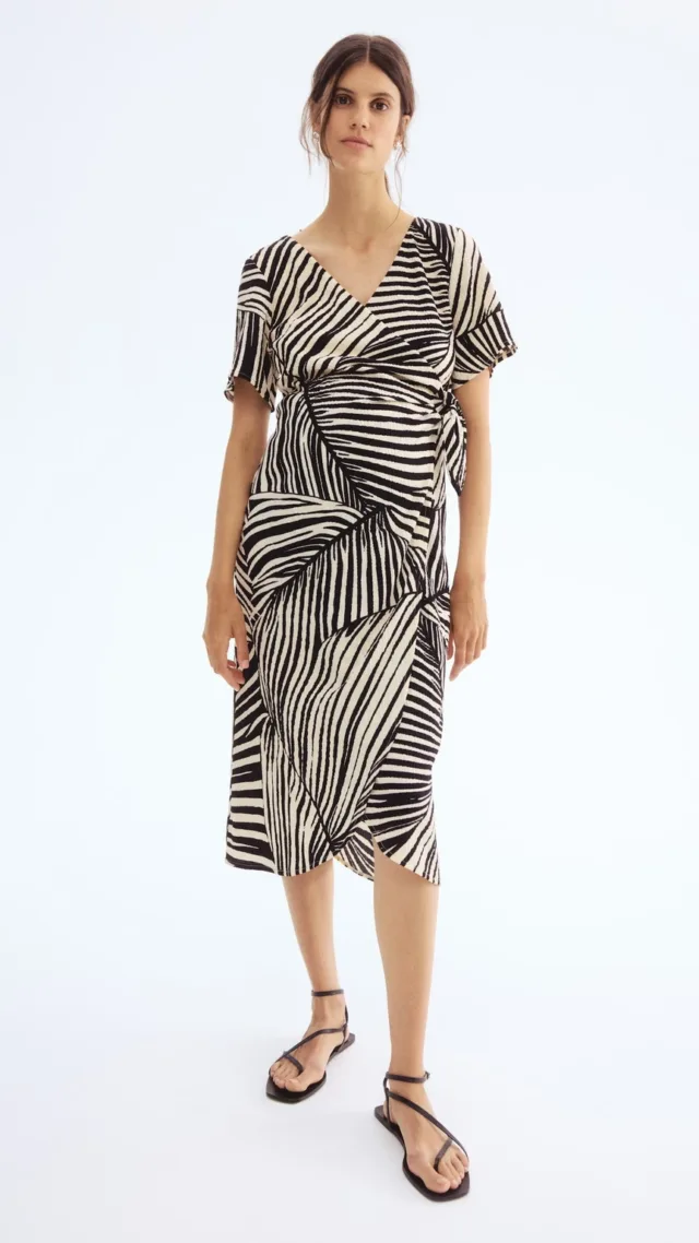 Mama Crinkled Wrap Dress