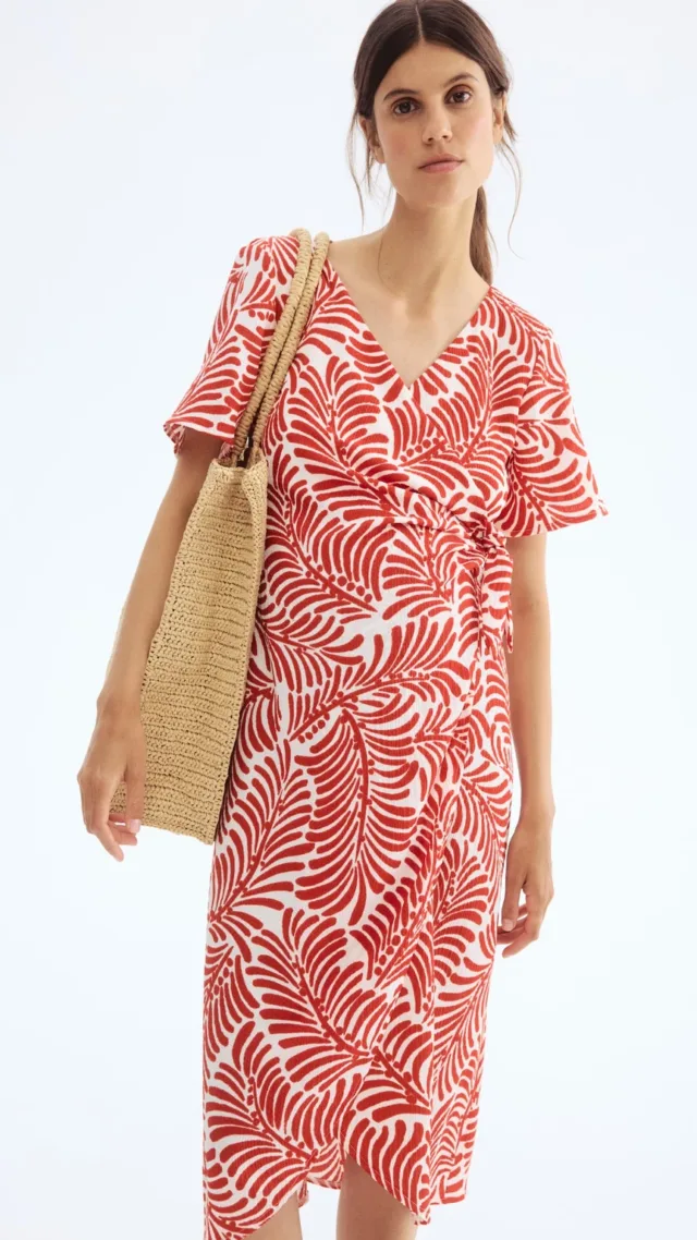 Mama Crinkled Wrap Dress