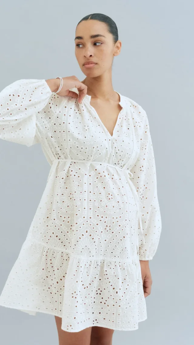 Mama Eyelet-Embroidered Dress