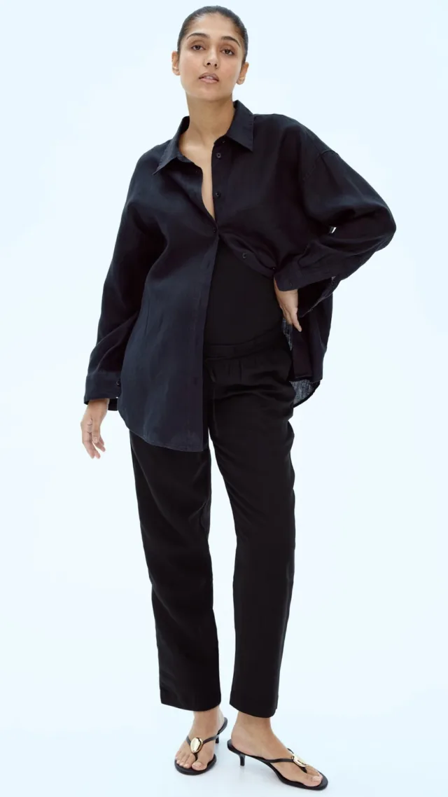 Mama Linen-Blend Pants