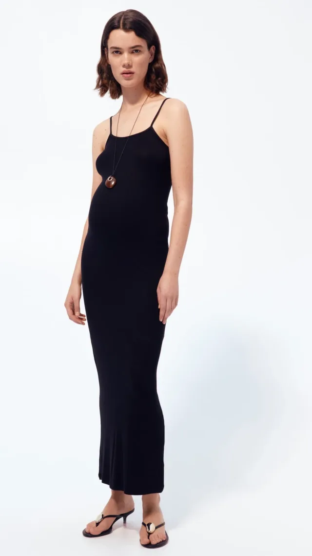 Mama Rib-Knit Strappy Dress