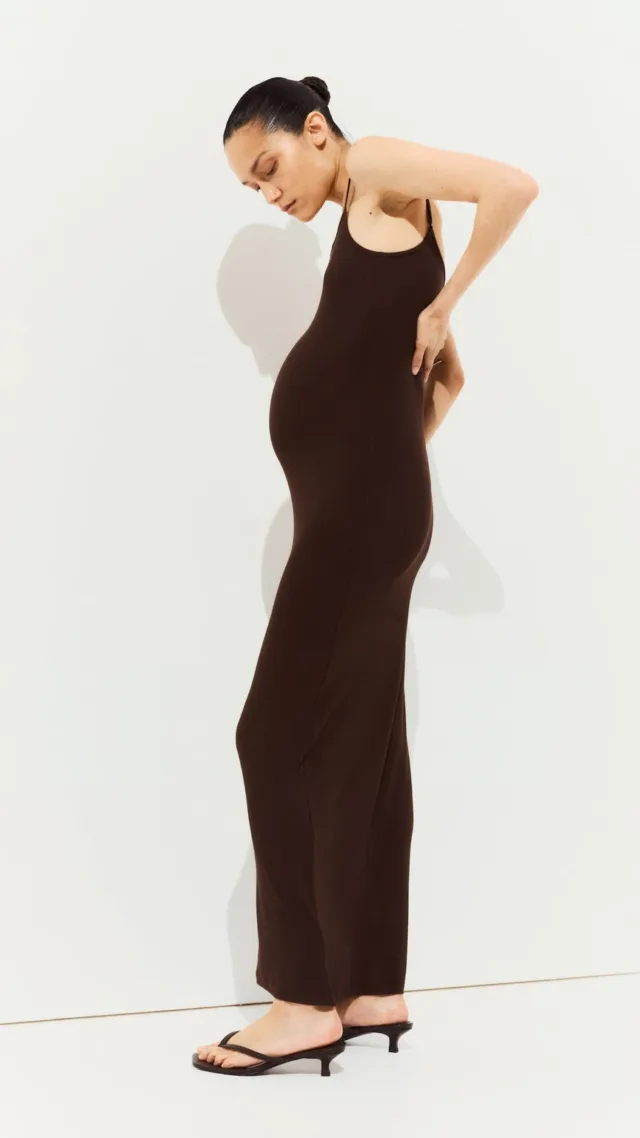 Mama Rib-Knit Strappy Dress